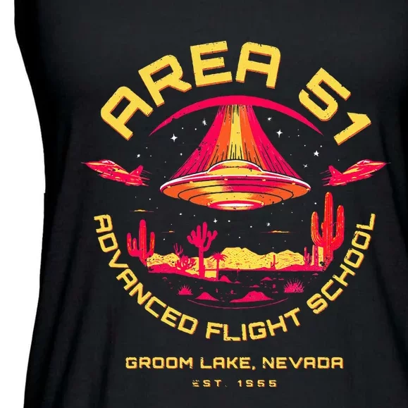 Area 51 Advanced Flight School Groom Lake Nevada Ufo Alien Ladies Essential Flowy Tank