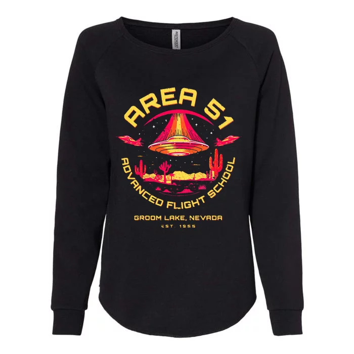 Area 51 Advanced Flight School Groom Lake Nevada Ufo Alien Womens California Wash Sweatshirt