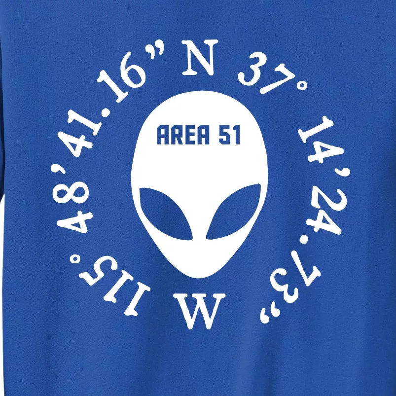 Area 51 Coordinates Ufo Alien Funny Tall Sweatshirt