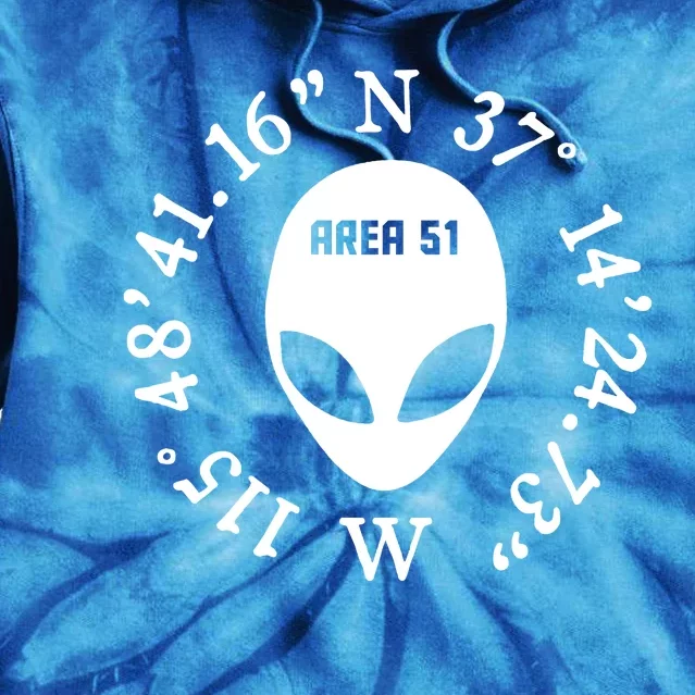 Area 51 Coordinates Ufo Alien Funny Tie Dye Hoodie