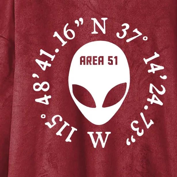 Area 51 Coordinates Ufo Alien Funny Hooded Wearable Blanket