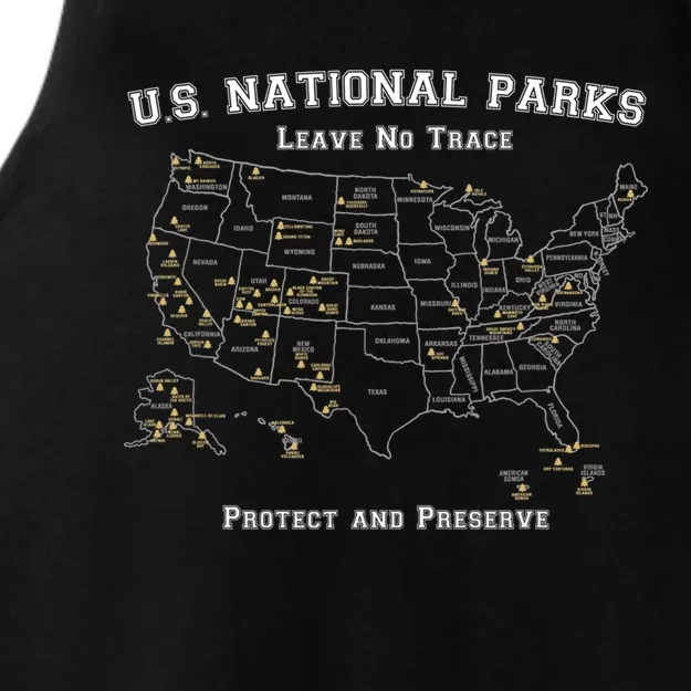 All 63 US National Parks Design For Campers Hikers Walkers Ladies Tri-Blend Wicking Tank