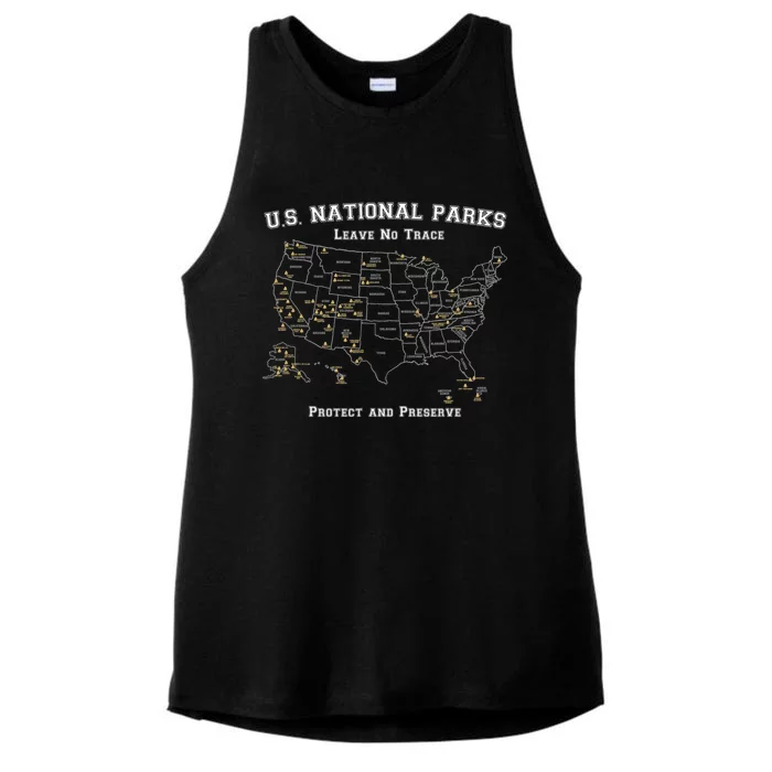 All 63 US National Parks Design For Campers Hikers Walkers Ladies Tri-Blend Wicking Tank