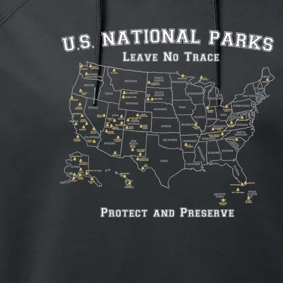 All 63 US National Parks Design For Campers Hikers Walkers Performance Fleece Hoodie