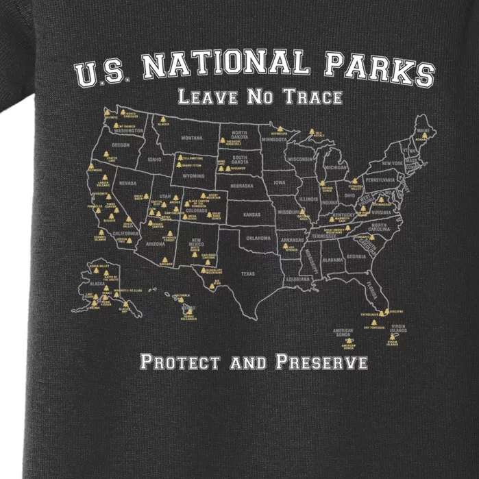 All 63 US National Parks Design For Campers Hikers Walkers Baby Bodysuit