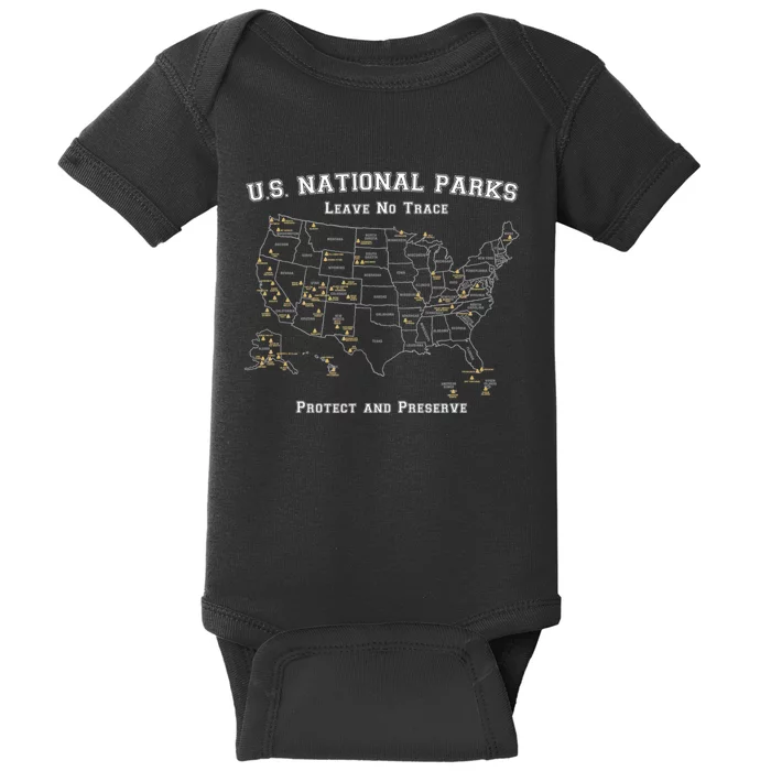 All 63 US National Parks Design For Campers Hikers Walkers Baby Bodysuit