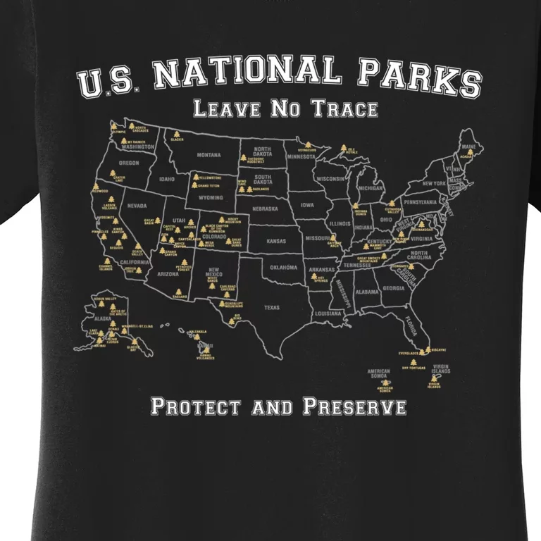 All 63 US National Parks Design For Campers Hikers Walkers Women's T-Shirt