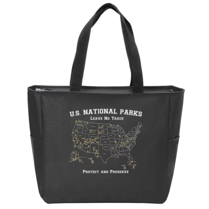 All 63 US National Parks Design For Campers Hikers Walkers Zip Tote Bag