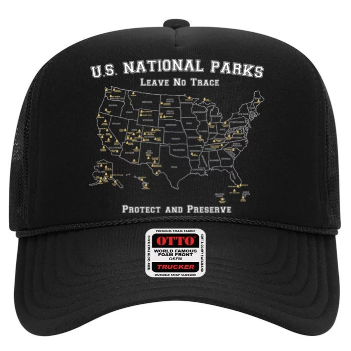 All 63 US National Parks Design For Campers Hikers Walkers High Crown Mesh Trucker Hat