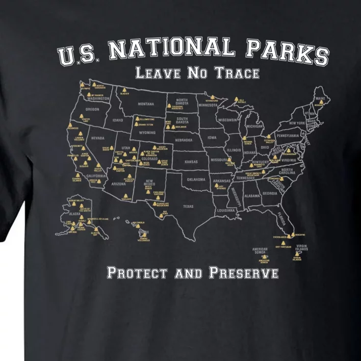 All 63 US National Parks Design For Campers Hikers Walkers Tall T-Shirt