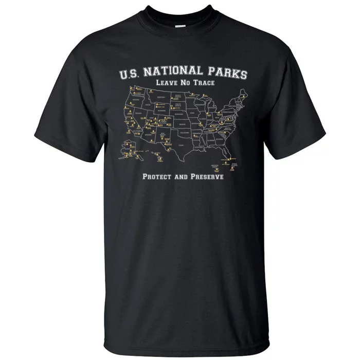 All 63 US National Parks Design For Campers Hikers Walkers Tall T-Shirt