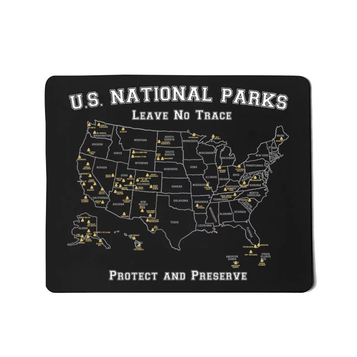 All 63 US National Parks Design For Campers Hikers Walkers Mousepad