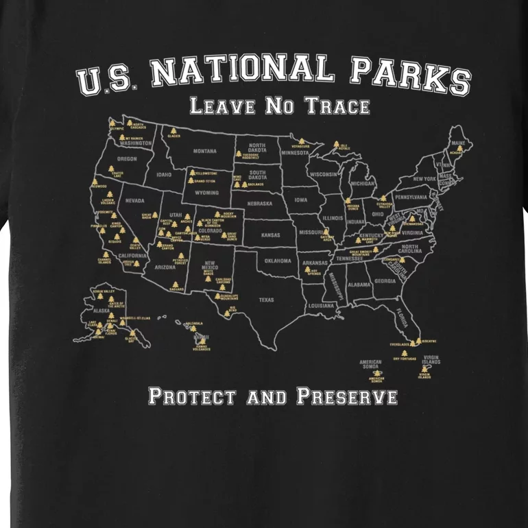 All 63 US National Parks Design For Campers Hikers Walkers Premium T-Shirt