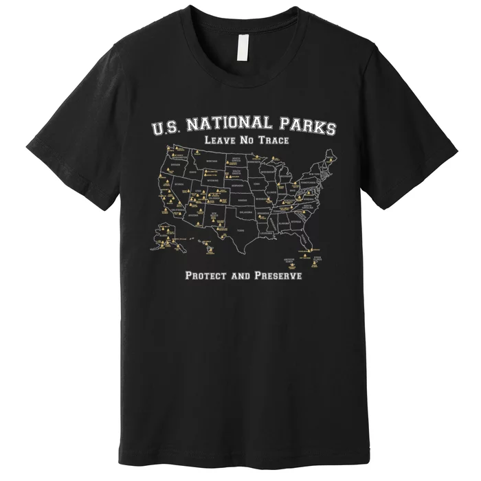 All 63 US National Parks Design For Campers Hikers Walkers Premium T-Shirt