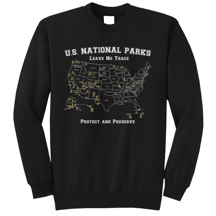 All 63 US National Parks Design For Campers Hikers Walkers Tall Sweatshirt