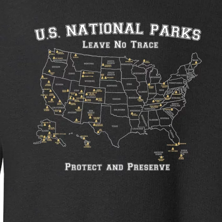 All 63 US National Parks Design For Campers Hikers Walkers Toddler Sweatshirt