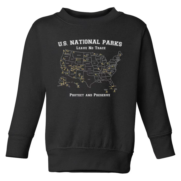 All 63 US National Parks Design For Campers Hikers Walkers Toddler Sweatshirt