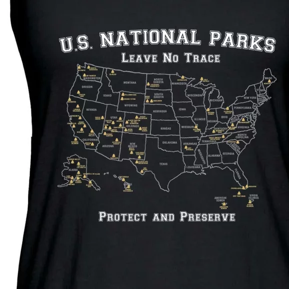 All 63 US National Parks Design for Campers Hikers Walkers Ladies Essential Flowy Tank