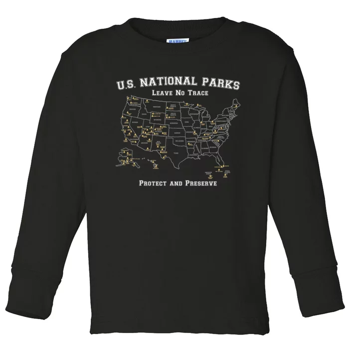 All 63 US National Parks Design for Campers Hikers Walkers Toddler Long Sleeve Shirt