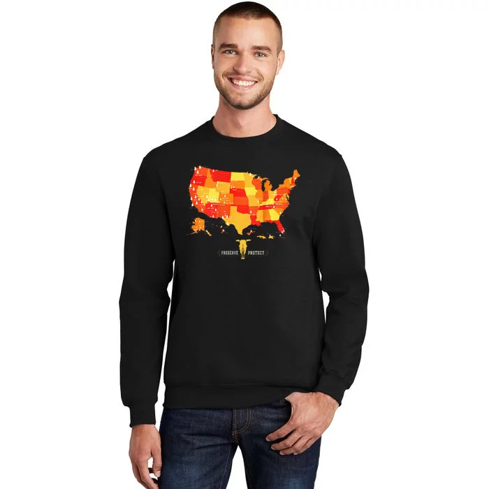 All 63 Us National Parks Map Tall Sweatshirt