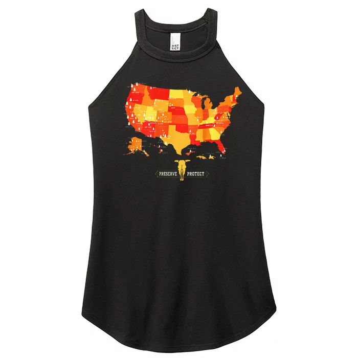 All 63 Us National Parks Map Women’s Perfect Tri Rocker Tank