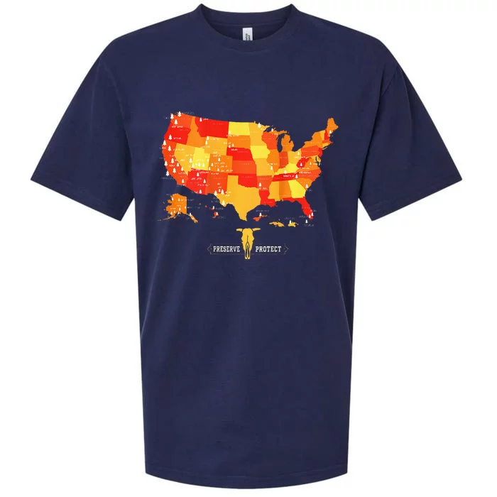 All 63 Us National Parks Map Sueded Cloud Jersey T-Shirt