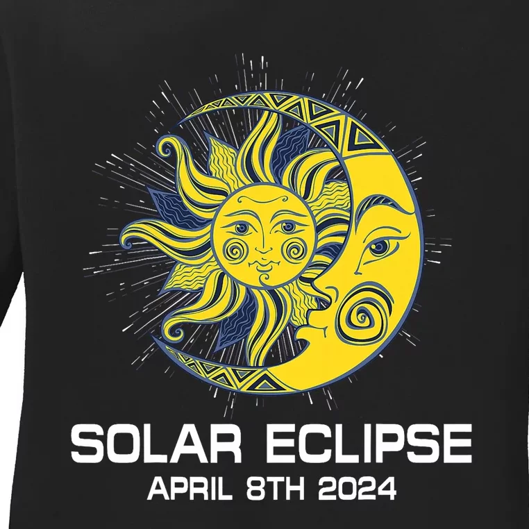 Apri 8th 2024 Total Solar Eclipse 2024 Ladies Long Sleeve Shirt