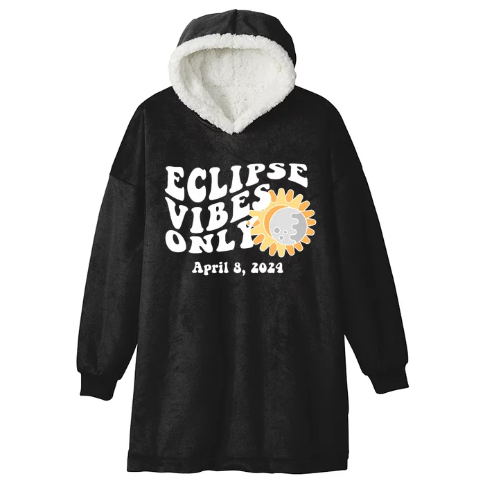 April 8 2024 Eclipse Vibes Only Cute Retro Solar Eclipse Hooded Wearable Blanket