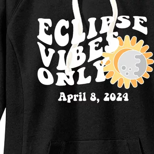 April 8 2024 Eclipse Vibes Only Cute Retro Solar Eclipse Women's Fleece Hoodie