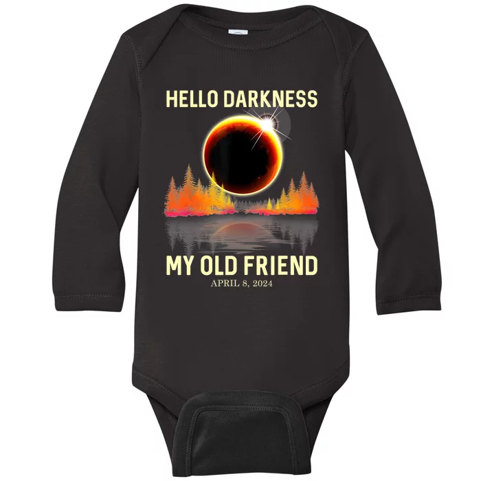 April 8 2024 Hello Darkness My Old Friend Eclipse Baby Long Sleeve Bodysuit