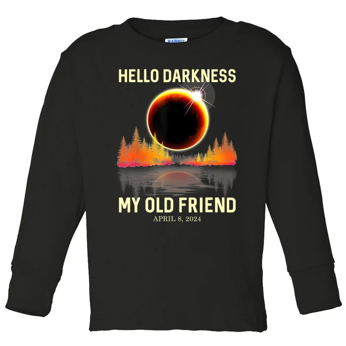 April 8 2024 Hello Darkness My Old Friend Eclipse Toddler Long Sleeve Shirt