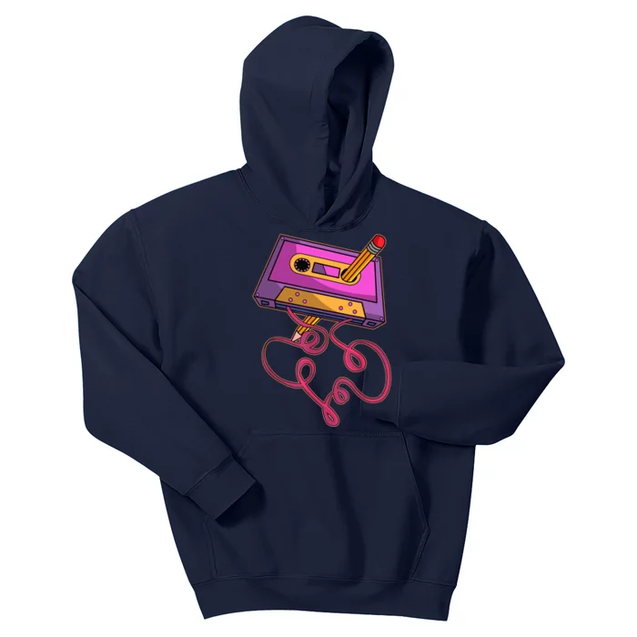 Awesome 80s Cassette Tape Pencil 1980s Music Style Kids Hoodie