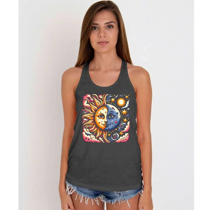 April 8 Total Solar Eclipse 2024 Women's Knotted Racerback Tank