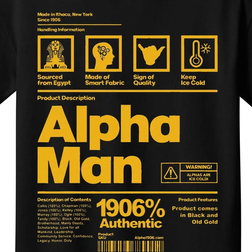 Alpha African 1906 Fraternity Information Description Kids T-Shirt