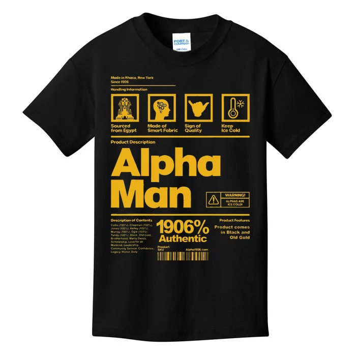 Alpha African 1906 Fraternity Information Description Kids T-Shirt