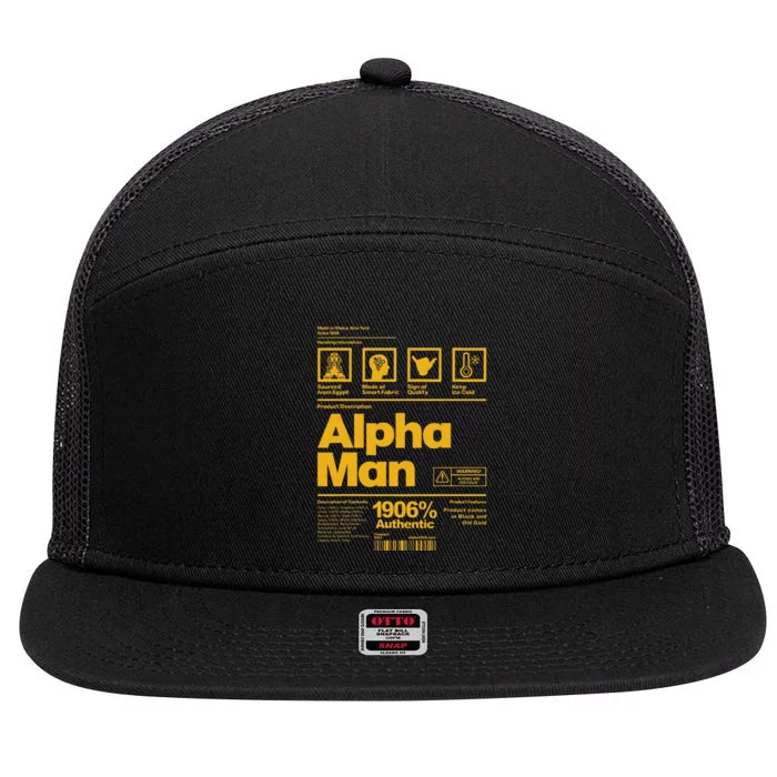 Alpha African 1906 Fraternity Information Description 7 Panel Mesh Trucker Snapback Hat