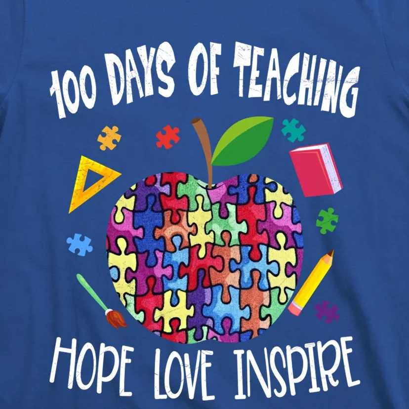 Autism Awareness 100 Days Of School Tee Iep Teacher Funny Gift T-Shirt