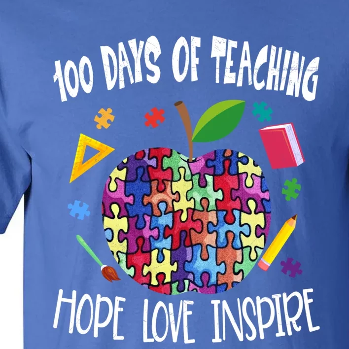 Autism Awareness 100 Days Of School Tee Iep Teacher Funny Gift Tall T-Shirt