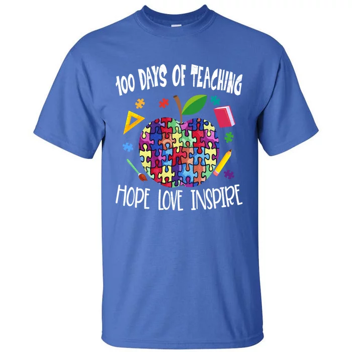 Autism Awareness 100 Days Of School Tee Iep Teacher Funny Gift Tall T-Shirt