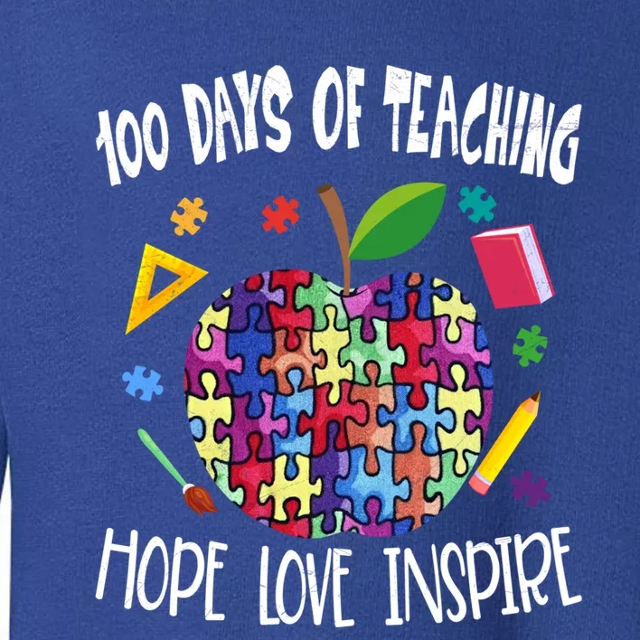 Autism Awareness 100 Days Of School Tee Iep Teacher Funny Gift Toddler Sweatshirt