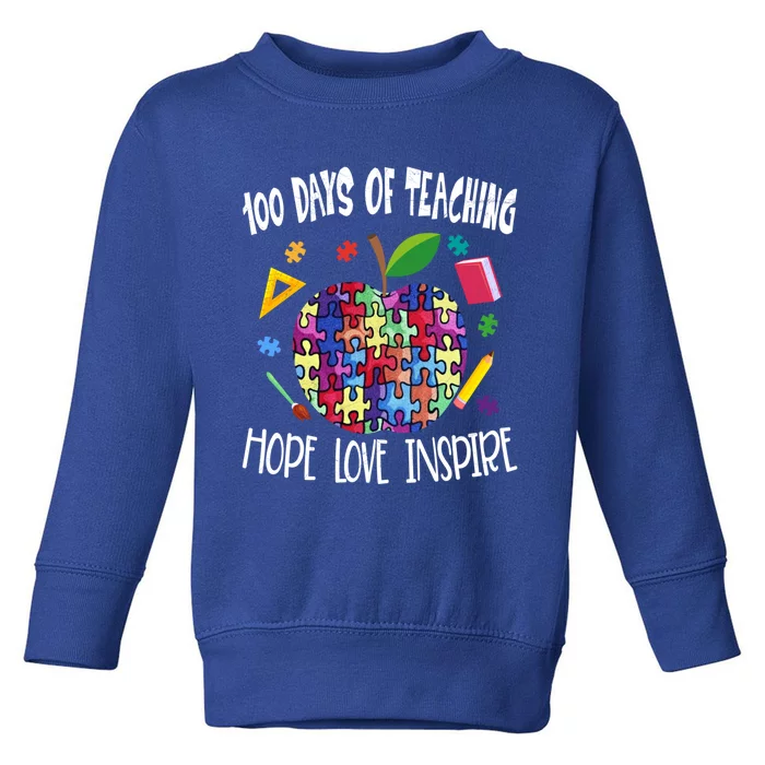 Autism Awareness 100 Days Of School Tee Iep Teacher Funny Gift Toddler Sweatshirt