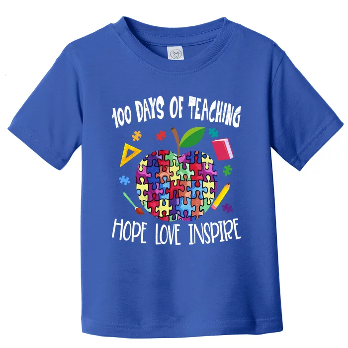 Autism Awareness 100 Days Of School Tee Iep Teacher Funny Gift Toddler T-Shirt