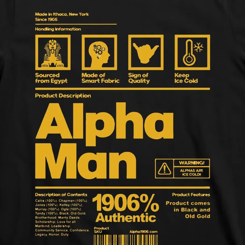 Alpha African 1906 Fraternity Information Description T-Shirt