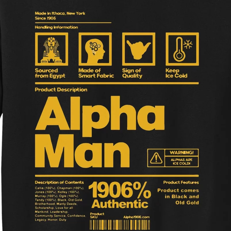 Alpha African 1906 Fraternity Information Description Tall Sweatshirt