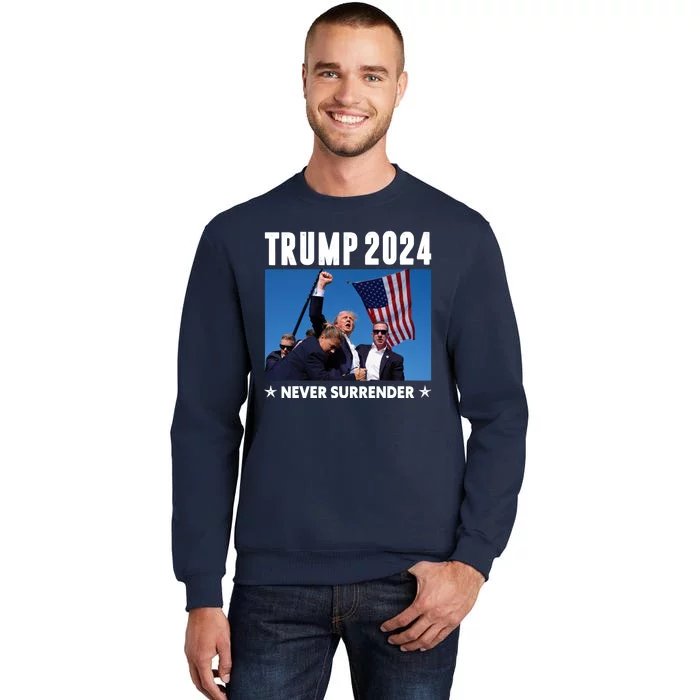 Assassination Attempt 2024 Never Surrender Trump Shot Tall Sweatshirt