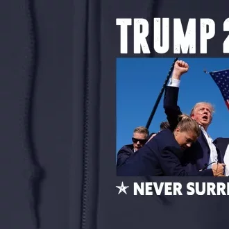 Assassination Attempt 2024 Never Surrender Trump Shot Full Zip Hoodie