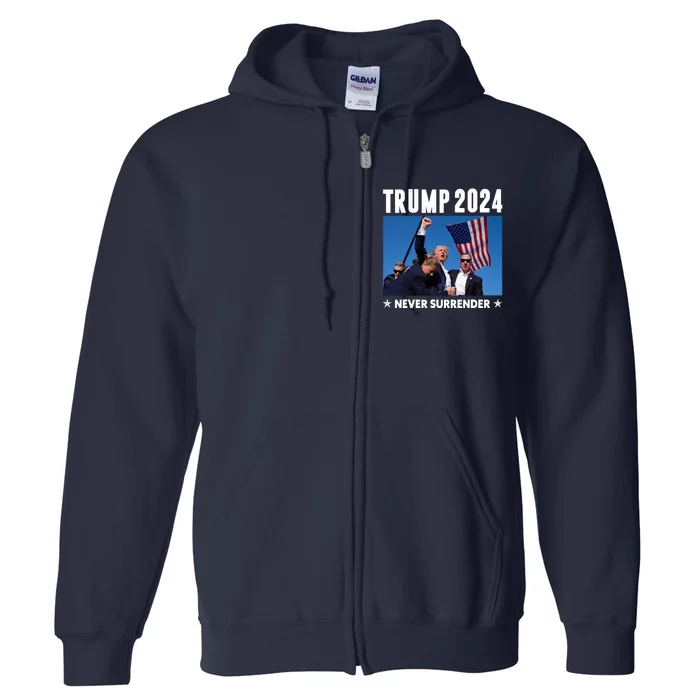 Assassination Attempt 2024 Never Surrender Trump Shot Full Zip Hoodie