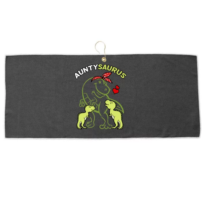 Auntysaurus Aunty 2 Dinosaur Aunt & Uncles Day Large Microfiber Waffle Golf Towel