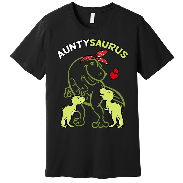 Auntysaurus Aunty 2 Dinosaur Aunt & Uncles Day Premium T-Shirt