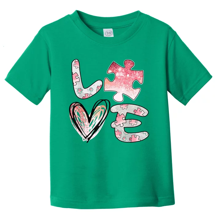 Autism Awareness 2024 Valentines Day Cute Puzzle Autism Toddler T-Shirt